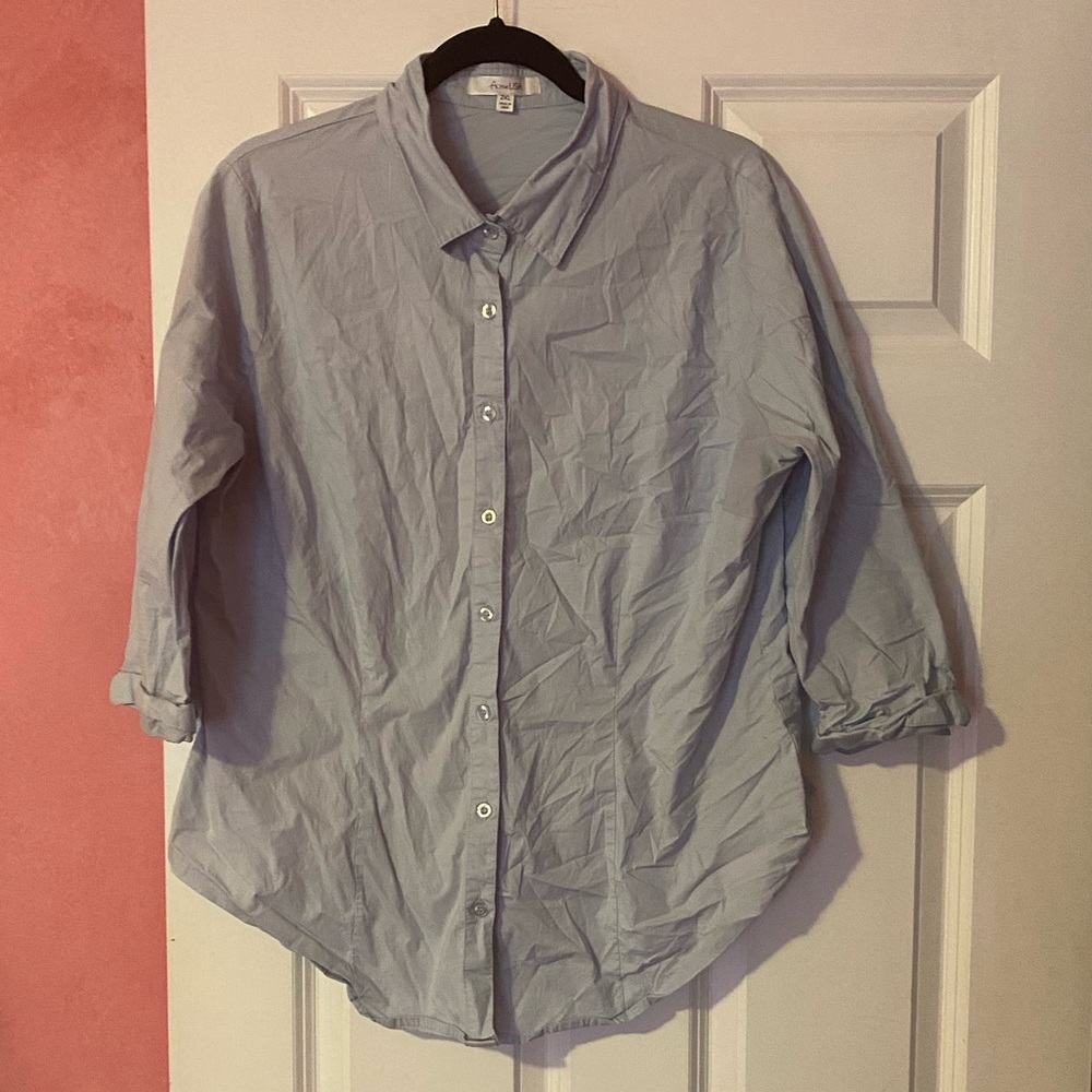 Button Down Blouse with Stretch